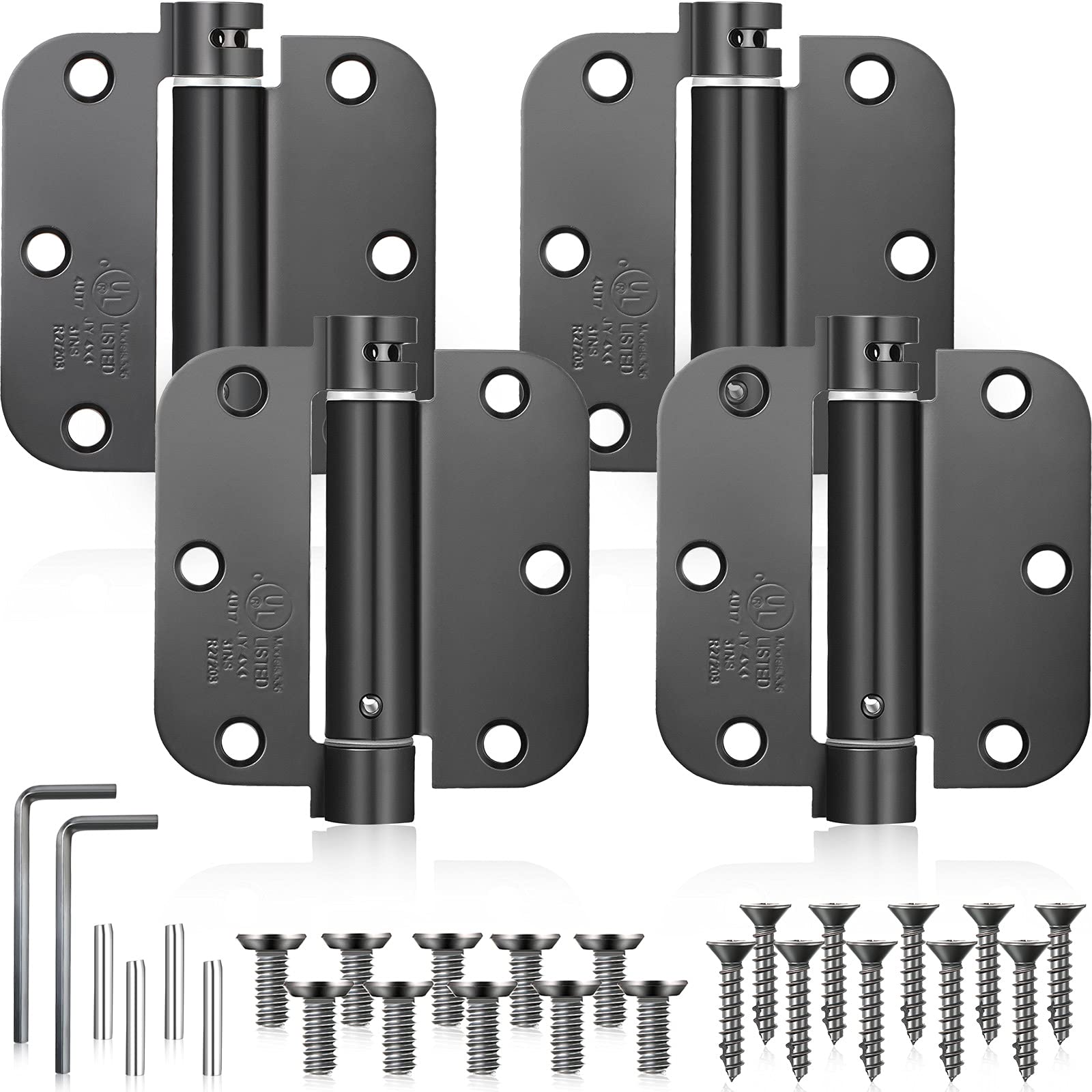 Photo 1 of Hotop 4 Pieces 3.5 Inch Self-Closing Door Hinges 3-1/2 Inch Spring Self-Closing Hinges with 5/8" Radius Corners Adjustable