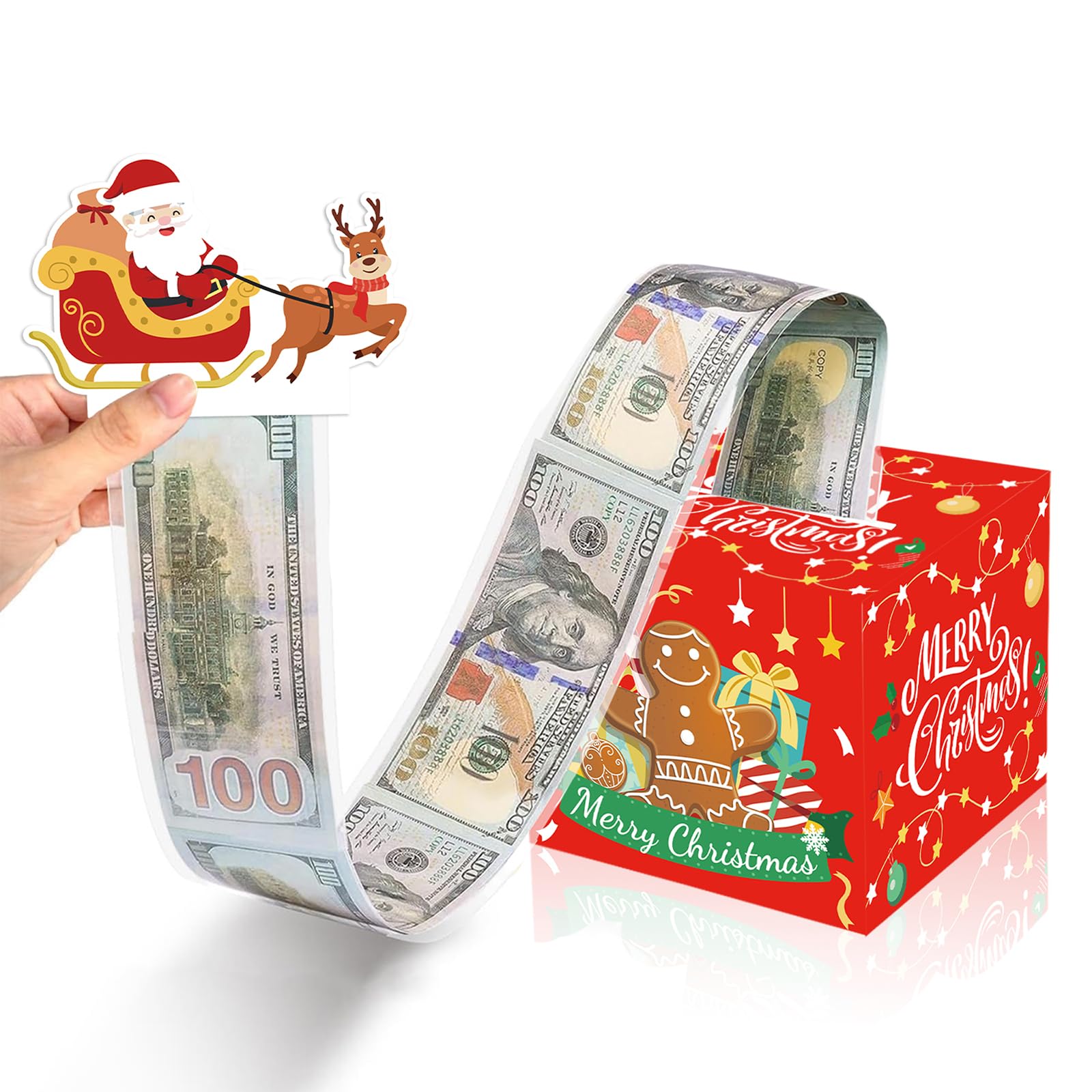 Christmas Money Box for Cash Gift, Funny Pull Cash from Money Case for Women Men Surprise, Novelty Xmas Cash Drawer DIY Cake with Pull Out Card for Wife Mother Friends