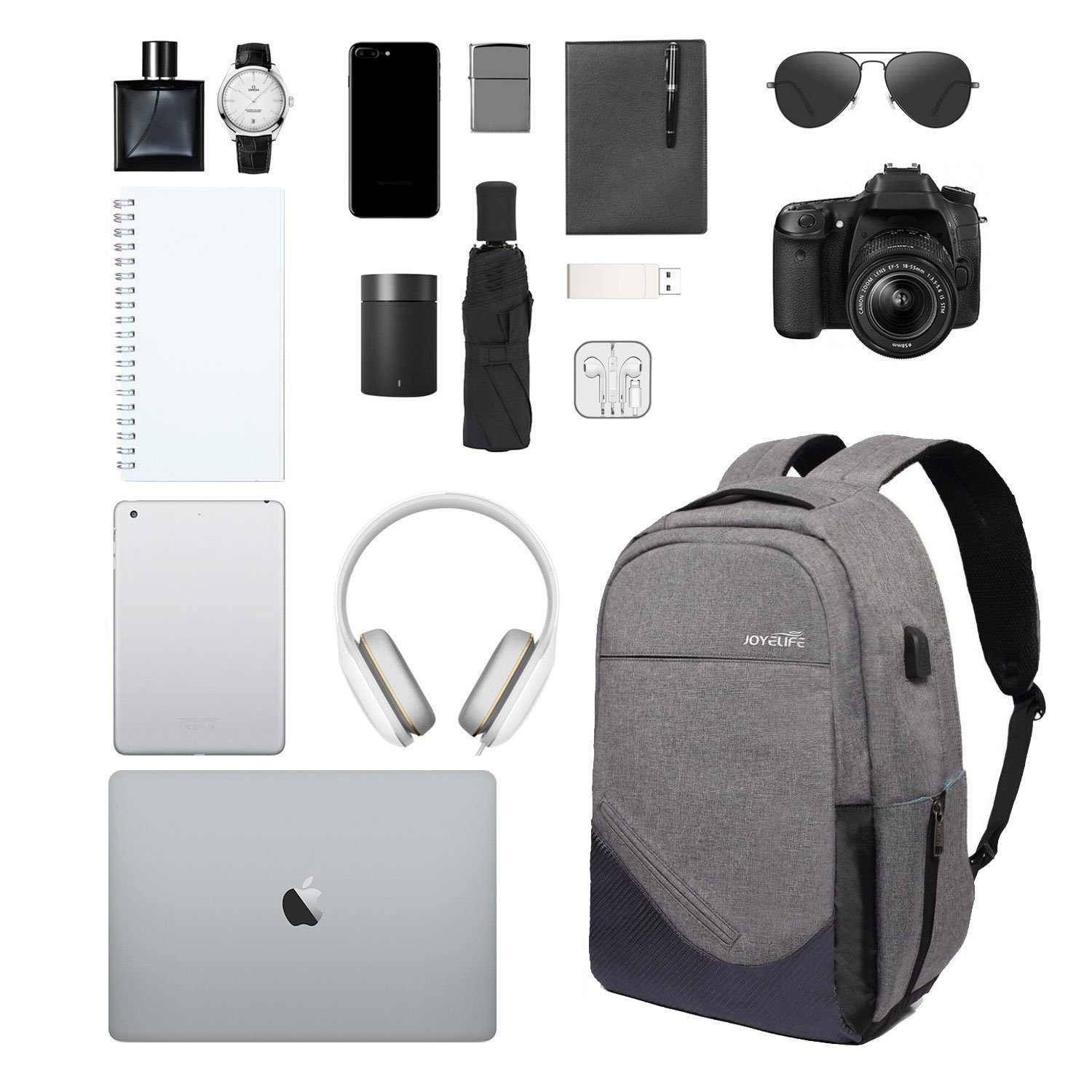 JINTU Anti-Theft Oxford 30L/Grey Backpack Shoulder Camera Bag Waterproof Laptop Rucksack School Case, Fit 15.6 inch Notebook -5 Stars Rated Product in USA UK