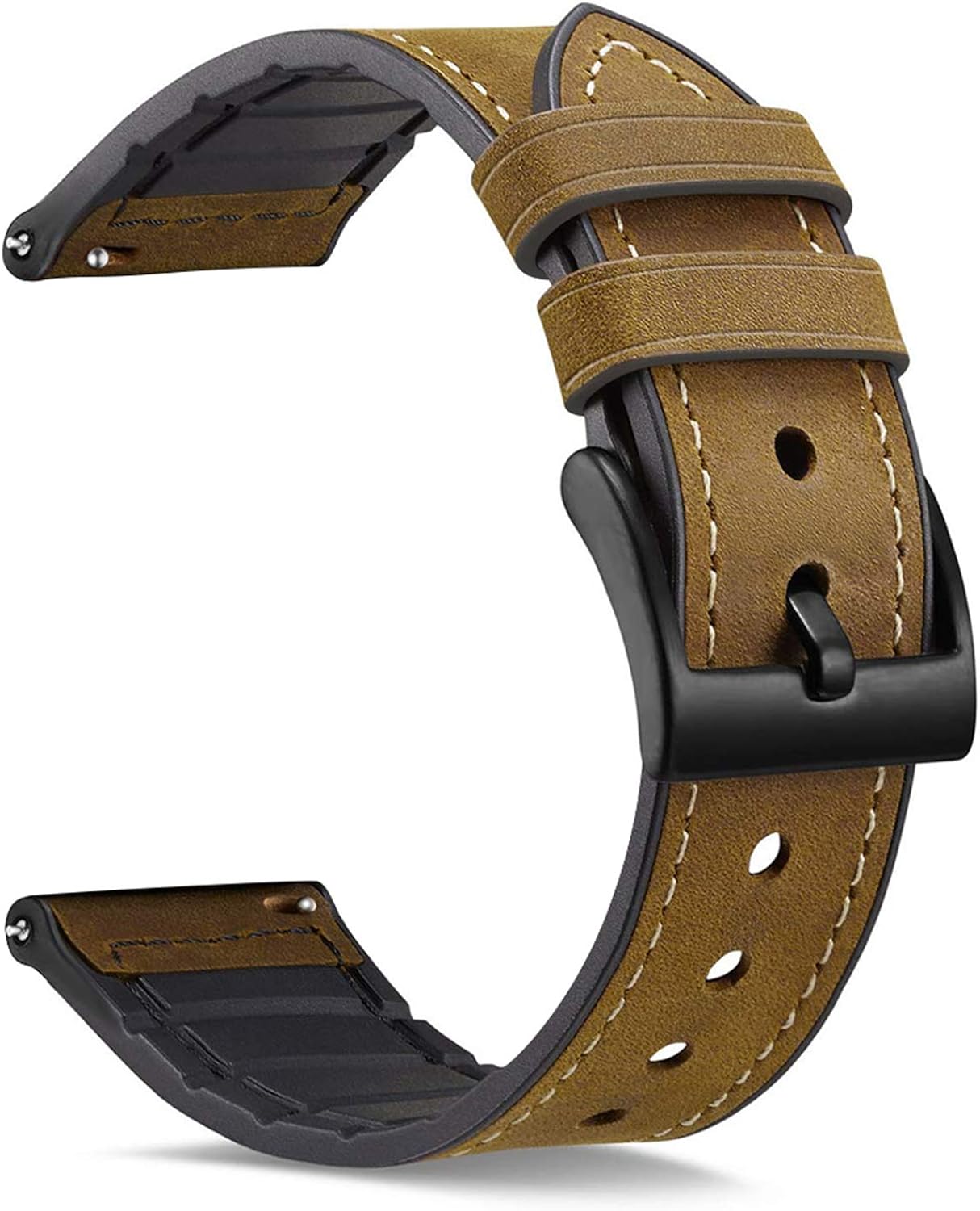 Leather Universal 20mm Watch Bands, Silicone Quick Release Band Replacement Compatible with Gizmo Watch/Samsung Galaxy Watch/Huawei Watch/Garmin VivoActive 3 Bands for Men&Women