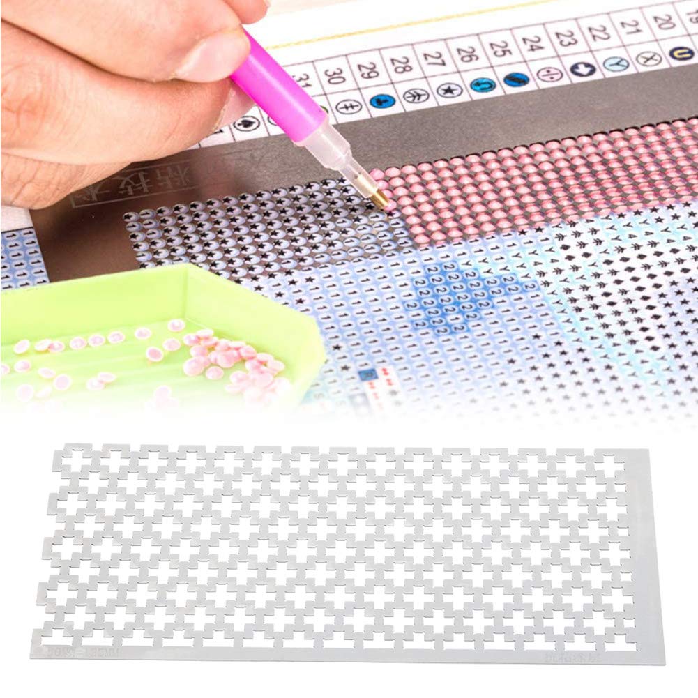 Ruler, Stainless Steel Mesh Grid Tool DIY Art Craft Alignment Guide for Full or Partial 6.2x2.8in