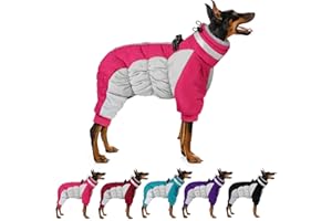 MIGOHI Full Body Dog Coat - Warm Reflective Large Dog Winter Coat with Harness,Turtleneck Fleece Jacket for Dogs,Four-Leg Windproof Puffer Jackets Snowsuit with Zipper for Small Medium Large Dogs,XL