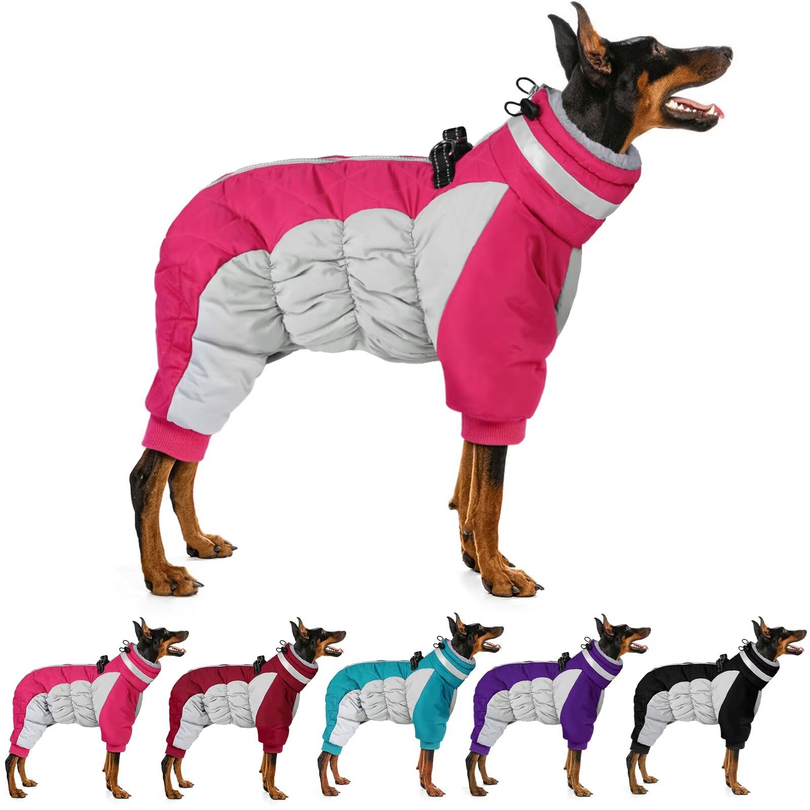 Photo 1 of MIGOHI Full Body Dog Coat - Warm Reflective Winter Coat with Harness, Turtleneck Fleece Jacket for Small to Large Dogs - Four-Legged Snowsuit with Zipper