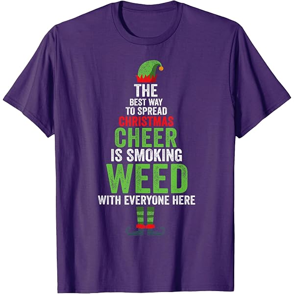 Maglietta Uomo Thug Life Grinch – Stampa Natalizia Divertente Con Tema Cannabis – Regalo Originale Per Natale