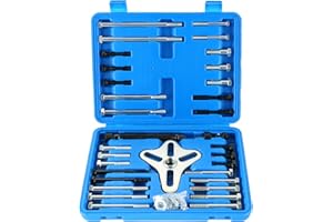 DASBET 46PCS Harmonic Balancer Puller Set, Steering Wheel Puller Kit Steering Wheel Flywheel Crankshaft Pulley Puller Crankshaft Pulleys and Gears for Most Cars, Pickups, SUVs (Blue)
