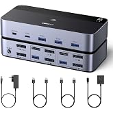 UGREEN 8K@60Hz Displayport KVM Switch 2 Monitors 2 Computers, Aluminum | with 4 USB 3.0 Ports, for 2 Computers Share Dual Monitors Keyboard Mouse Printer, with 2 USB Cables/Power Adapter/Controller