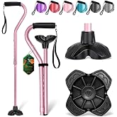 BeneCane Walking Cane Adjustable Cane with Offset Soft Cushioned Handle for Men &amp; Women Lightweight Comfortable Extra Stability Base Mobility Aid for Men Women and Seniors