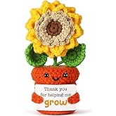 NEVERNERVE Appreciation Sunflower Crochet Doll, Thank You Gift for Teacher Mentor Boss Coworker, Handmade Positive Desk Decor for Gratitude and Encouragement