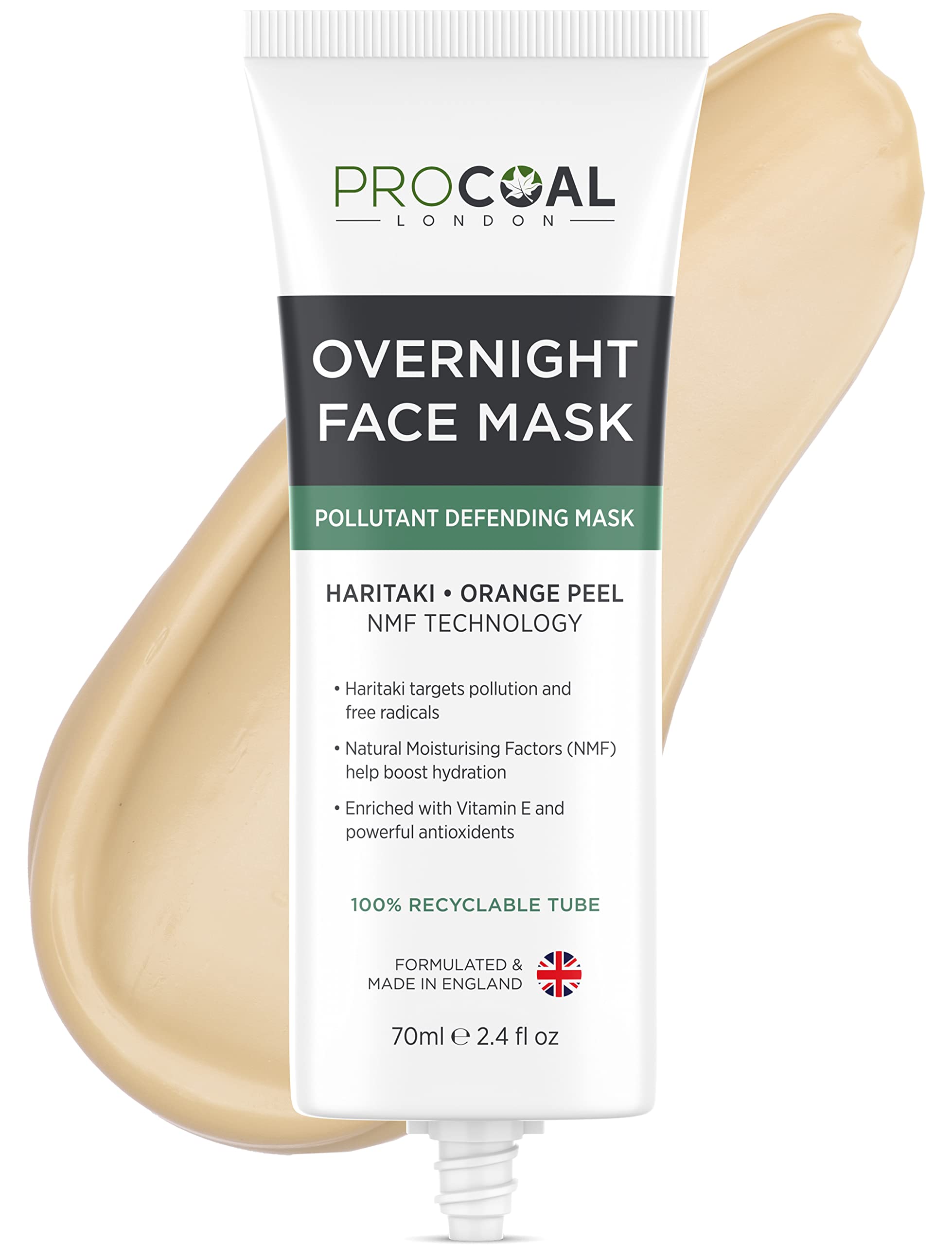 NEW Overnight Face Mask, Hydrating Anti-Pollution Sleep Mask 70ml by Procoal - Fights Pollutants & Replenishes Skin’s Natural Moisture, 100% Recyclable Packaging, Cruelty-Free - Made in UK