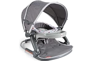 Fisher-Price Travel Baby Chair On-the-Go Sit-Me-Up Floor Seat with Snack Tray and Canopy for Outdoor Use, Arrows Away