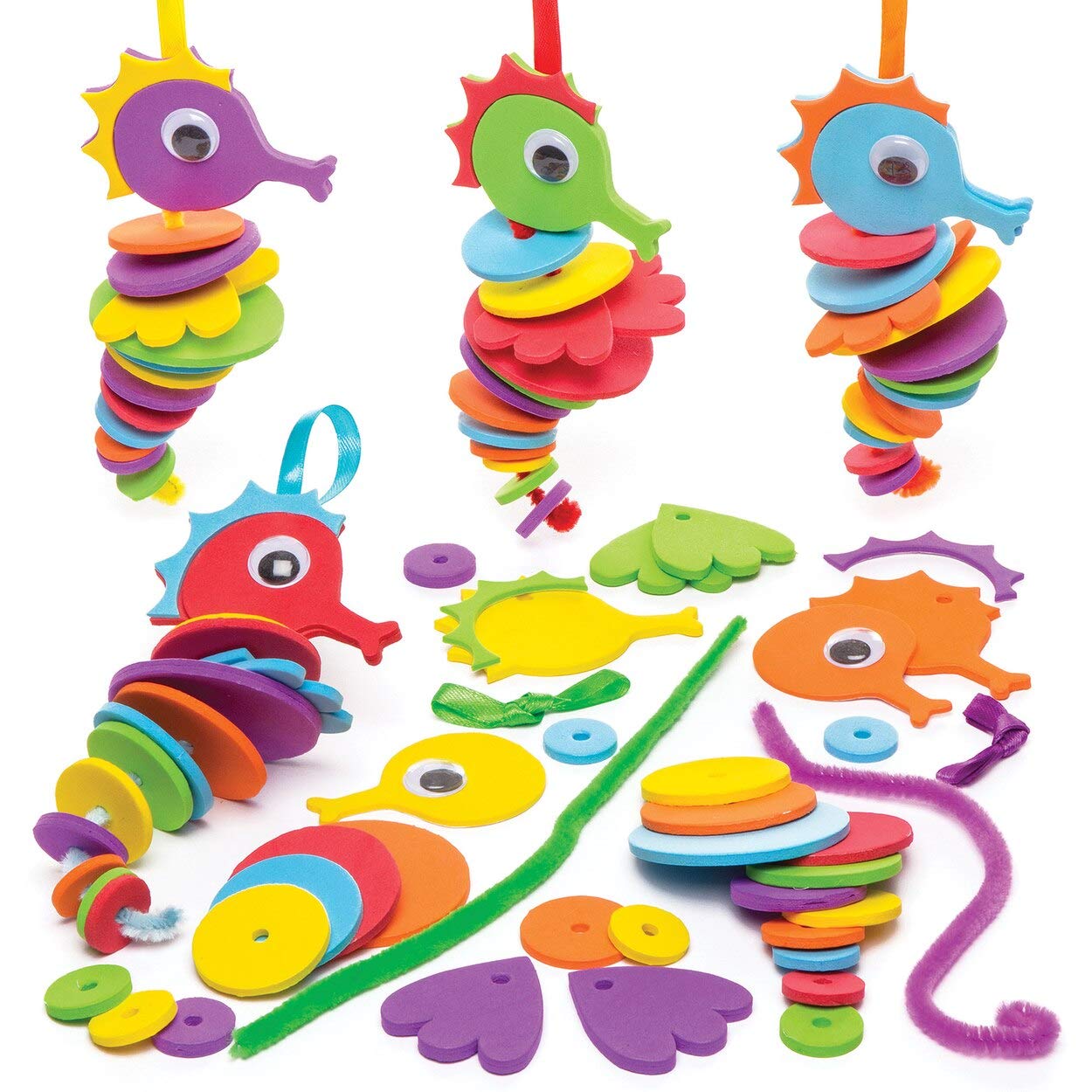 Baker Ross AW679 Make Your Own Seahorse Kit (Pack of 6) Toddler Art Supplies, Party Fillers and Activities., Assorted