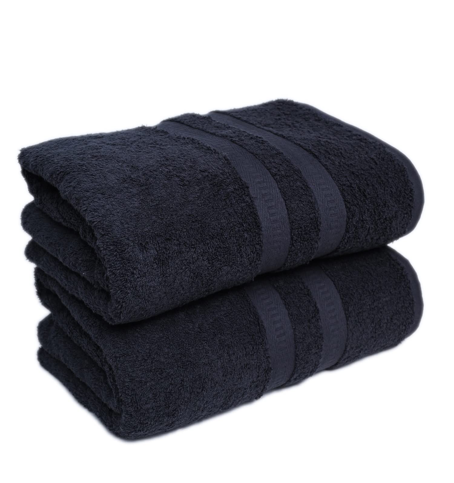 FB 2x Extra Large Super Jumbo Bath Sheets (100 x 200 cm-600 GSM) Luxury 100% Egyptian Combed Cotton Towel Super Soft Premium Hotel Quality Quick Dry Bathroom Towels Set (Black)