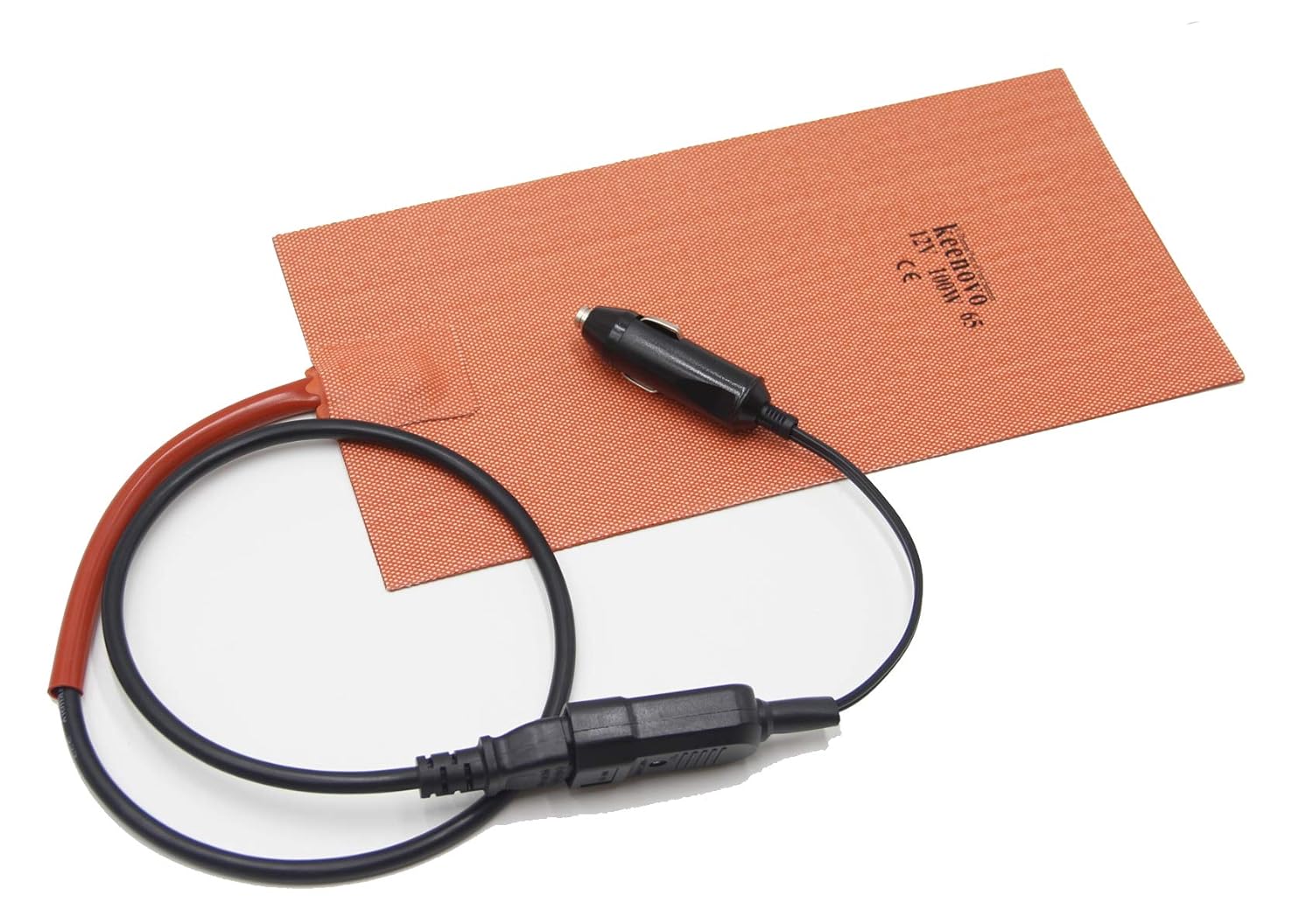 Pizza Hot Food Delivery Bag Heating Element 6" x 12" Keenovo Silicone Heater 100W 12V w/T-stat 65C & Car Cigarrete and De-attachable Plug