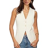 Fallorchid Womens Business Button Sleeveless V Neck Vest Fully Lined Suit Jacket Waistcoat