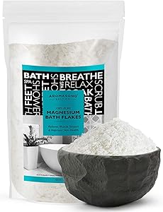 100% Pure RAW Magnesium Bath Flakes 3 LB Large Bulk Resealable Pack - Muscle Relaxing Organic Salts Mg Chloride, Mineral Soak for Restless Leg Syndrome, Cramps, Stress Relief, Headaches, Joint Pain,
