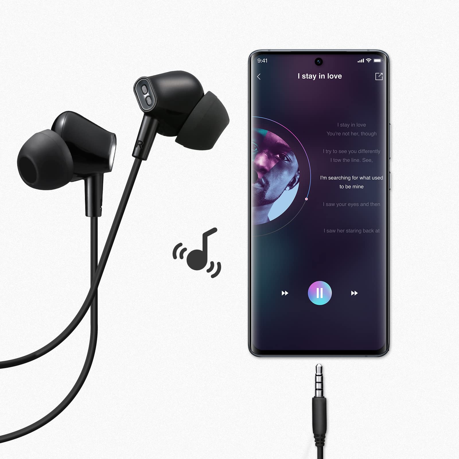 Wired Earbuds Headphones for School with Microphone Noise Isolating Stereo Bass in-Ear Earphones – for Smartphones, Tablets, Schools, Ipads, Multiuse - 3.5mm Plug in Audio Jack - Black