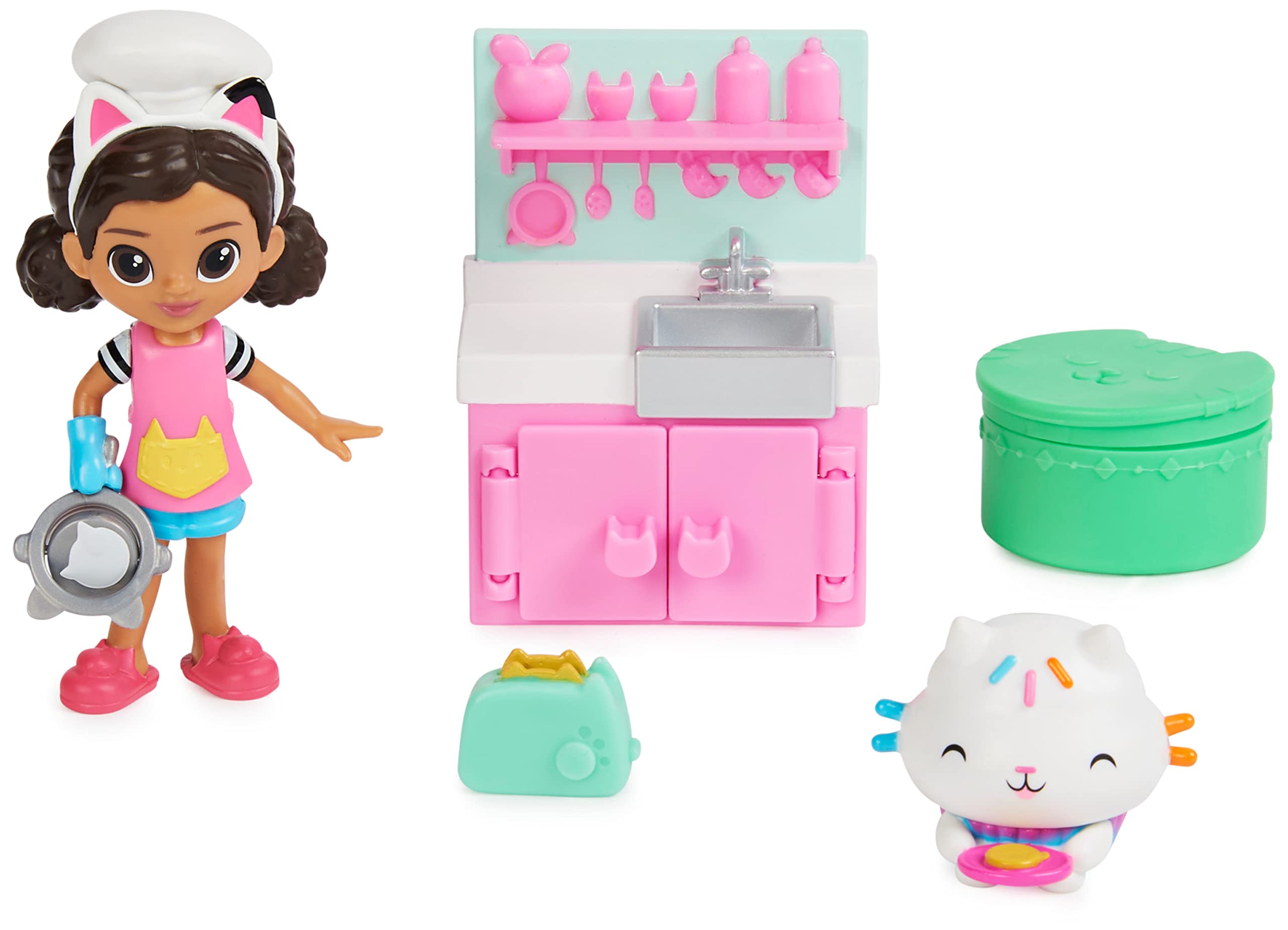 Gabby’s Dollhouse, Lunch and Munch Kitchen Set with 2 Toy Figures, Accessories and Furniture Piece, Kids’ Toys for Ages 3 and above