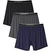 Separatec Boxers for Men, Bamboo Rayon Mens Boxers Cooling Breathable Loose Men's Underwear, Boxer Shorts 3 Pack