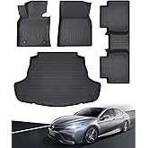 2024 2023 for Toyota Camry 8th Floor Mats, 2022 2021 2020 2019 2018 FWD, TPE All Weather Waterproof Anti-Slip Front & Rear 2nd Seat & Cargo Liner Trunk Mat(Not Fit for Hybrid or AWD), Car Accessories