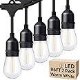 Lakumu Outdoor String Lights 96FT(48×2), Commercial Grade Heavy Duty Patio Light with Dimmable S14 Shatterproof LED Bulbs, Linkable Waterproof Bistro Lights for Outside Deck Backyard Cafe Market