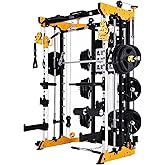 Altas Strength 3059 Plate Loaded Smith Machine Home Gym Cable System | Solo training power rack. 2.5mm steel frame, 1000lb capacity, linear bearings. Fits 8ft ceilings, wood crate shipped.
