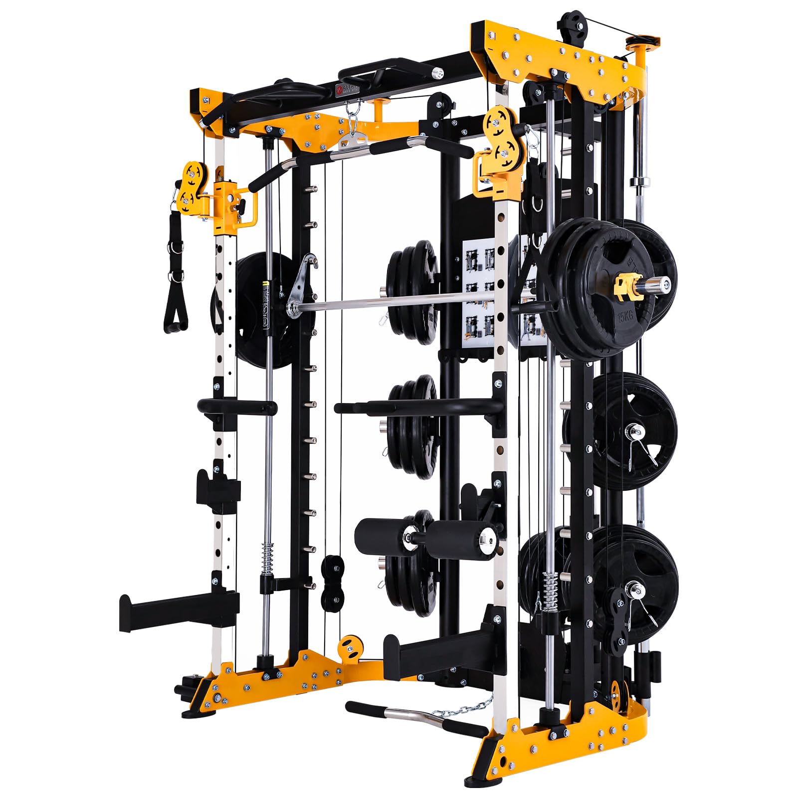 Photo 1 of Altas Strength 3059 Smith Machine Home Gym Equipment with 1000 lbs Weight Capacity 2000 lbs Cables Strength Training Power Cages for Squats Presses Lunges Deadlifts Easy Assembly Included Accessories