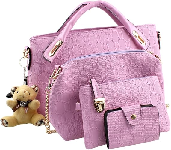 Amazon トートバッグ ハンドバッグ ショルダーバッグ 鞄 4点セット Puレザー レディース 大容量 通勤 フォーマルバッグ ビジネス お出かけ 結婚式 入会式 ピンク Ssmj エスエスエムジェー ハンドバッグ