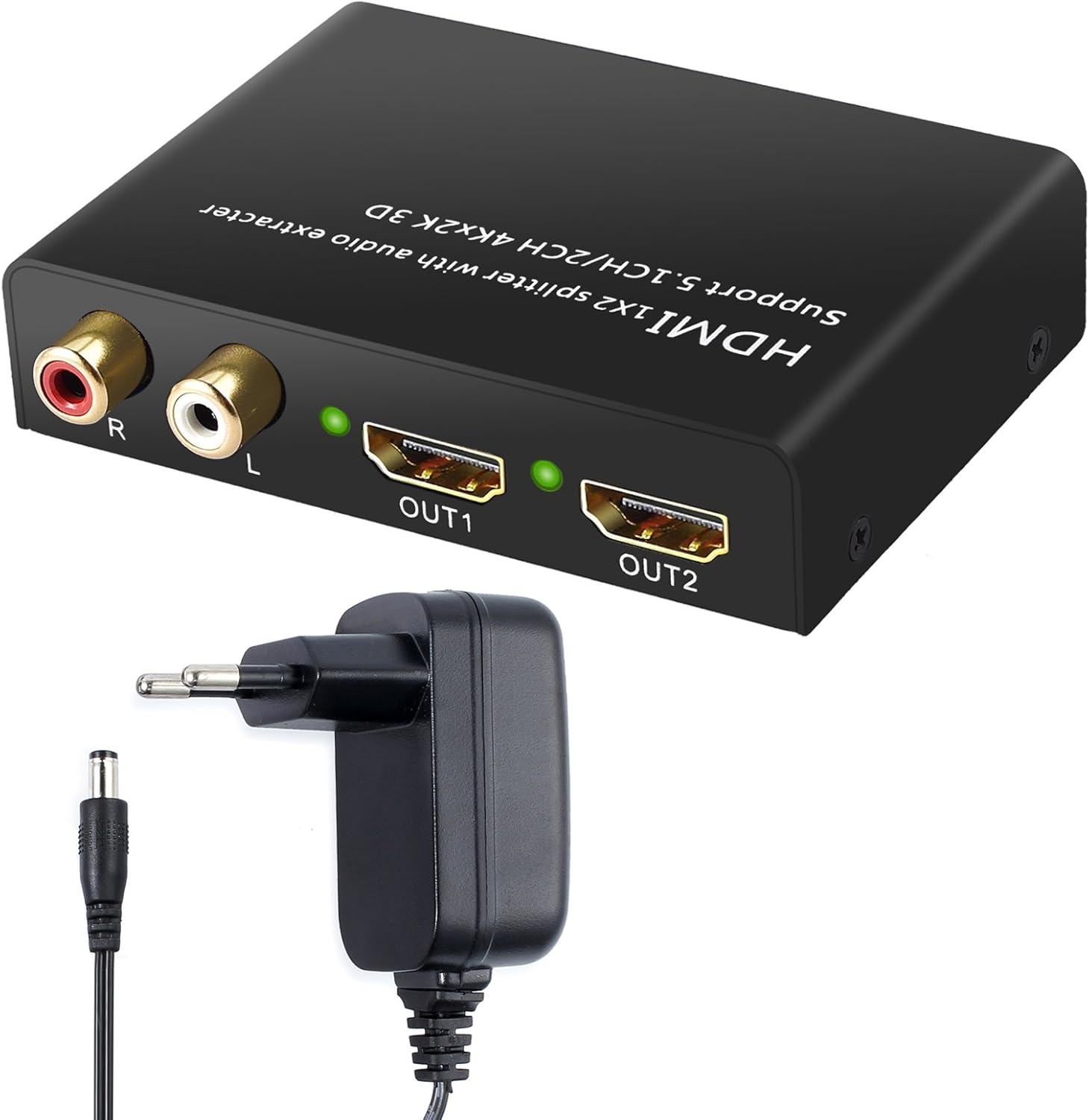 LiNKFOR HDMI Extracteur Audio 1x2 Séparateur 4Kx2K 3D Adaptateur HDMI