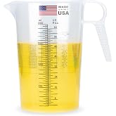 Half Gallon 64oz (2 quart) Measure Pitcher- Conversion Chart-Strong Food Grade - Resistant to Chemicals- Great for Lawn, Pool &amp; Spa, Ag, Home Hobbies, Lye, Cooking, Shop Motor Oil Fluids Made In USA