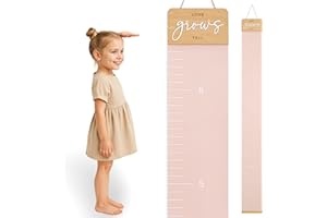 KIBAGA Beautiful Growth Chart for Wall - Cute Height Chart to Easily Track Your Kids' Growth and Milestones - Essential Baby and Toddler Playroom Decor That is Great for Gifting and Creates Lasting Memories