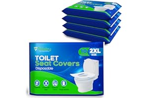 Traletry Toilet Seat Covers Disposable Flushable Travel Pack of 50 2XL-Disposable Toilet Seat Covers-Biodegradable Paper-Kids Men Women Adults Toiletries-Airplane Camping Travel Essentials Accessories