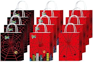 Roaring Good Time Spider Party Favors Bags with Handles Spider Birthday Party Decorations Candy Bags Car Goodie Gift Treat Bags Hero Birthday Decorations