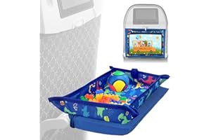 EPOBOB Kids Tray Table Cover with Portable Pockets, Airplane Travel Essentials for Kids, Toddlers, Adults, Airplane Must Haves for Kids, Travel Tray for Plane Train, Dinosaur