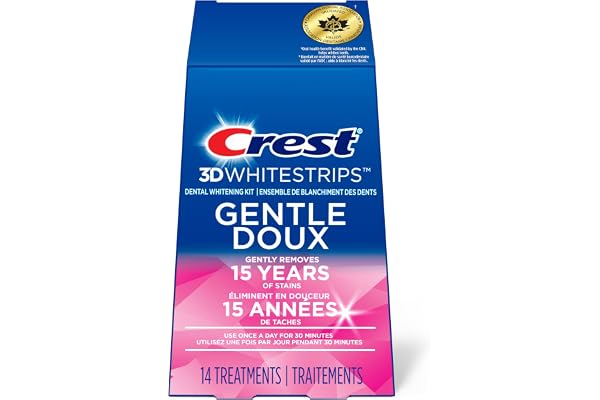 Crest 3D Whitestrips Gentle At-home Teeth Whitening Kit, 14 Treatments, Gently Removes 15 Years of Stains