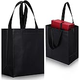 Eccliy 80 Pieces Gift Bags Set Glossy Reusable Tote with Handle Grocery Bags for Wedding, Easter, Valentines, Spring Events(10 x 8 x 4.7 Inch,Black)