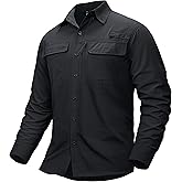 TACVASEN Men's Fishing Shirts Long Sleeve Sun Protection UPF50+ Quick Dry Button Down Shirts with Zipper Pockets