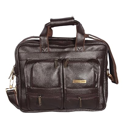 Handcuffs 16 inch Vegan Leather Office Laptop Bag for Men (BFLAPBAGN1)- Brown
