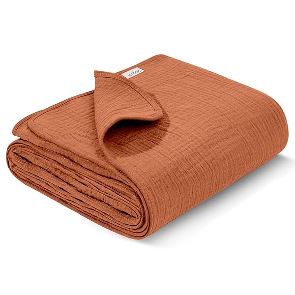 WIMIST MUSLIN SWADDLE BLANKETS, SWADDLE BLANKET FOR BABY GIRLS AND BOYS, BABY ESSENTIALS, SUITABLE FOR NEUTRAL NEWBORNS AND CRIB ESSENTIALS, LARGE 40 X 36 INCHES (BRICK)