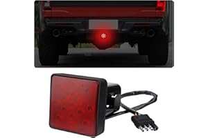 carleef 15 LED Trailer Hitch Brake Light,12V Red Lights Smoked Tail Lights Fits 2" Receiver with 4-pin Adapter,Hitch Light Au
