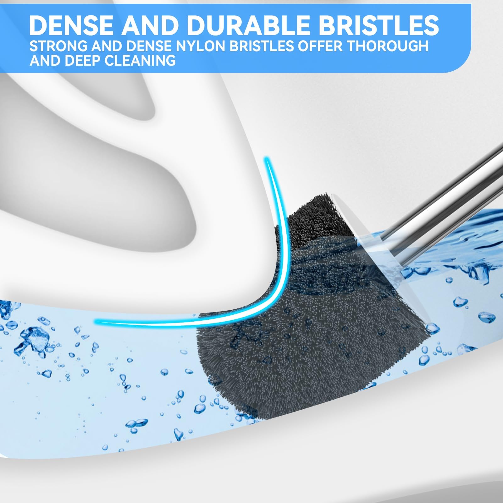 Toilet Brush, Toilet Brush and Holder with 304 Stainless Steel Handle, Space Saving Toilet Bowl Brush for Storage, Durable Bristles Toilet Scrubber for Bathroom Cleaning (1, White)