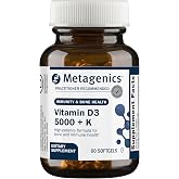 Metagenics Vitamin D3 and Vitamin K2 5,000 IU with MK-7, 60 Softgels | Vitamin D3 with K2 MK-7 for Immune Support, Bone and Heart Health, Non-GMO, Gluten-Free, High-Potency 5,000 IU
