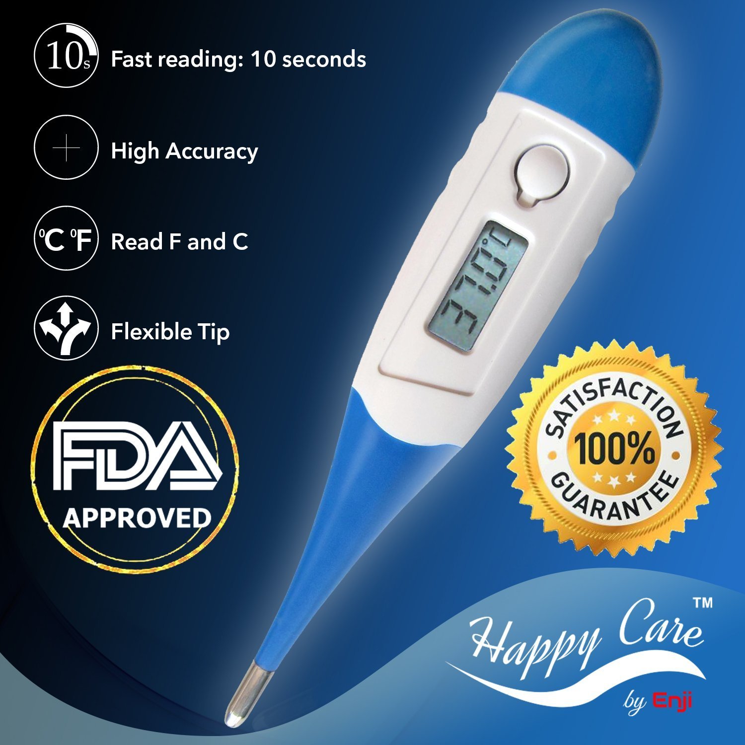 Digital Medical Thermometer Best FDA Quick 10 Second Reading for Oral