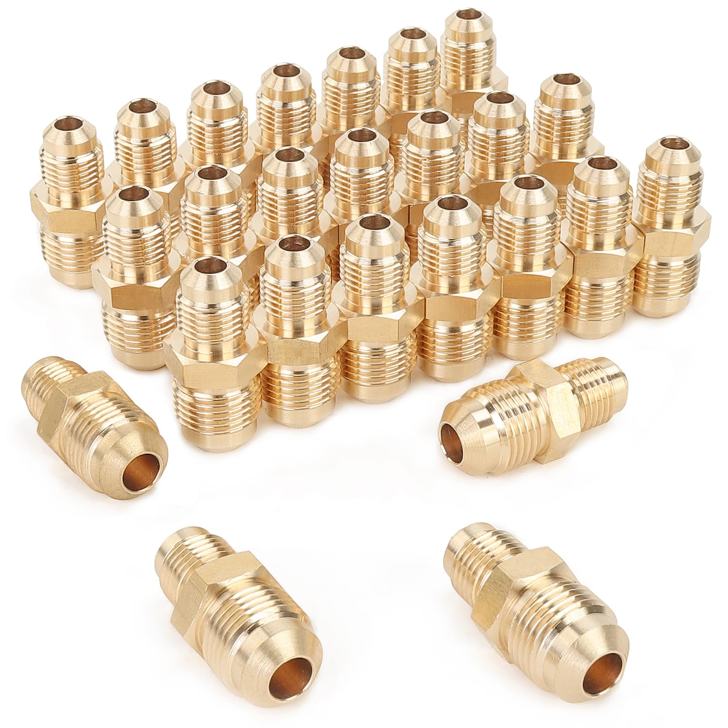 LTWFITTING Brass 38'' OD x 516'' OD Flare Reducing Union, Brass Pipe Connector Pipe Fittings, Flare Tube Fitting (Pack of 25)