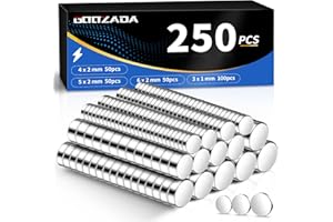 GOOZADA 250Pcs 4 Different Sizes Small Magnets,100pcs 3X1mm, 50pcs 4x2mm, 50pcs 5x2mm,50 6x2mm Tiny Magents for Fridge, DIY, 
