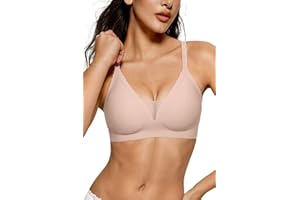 Vertvie Womens Seamless Wireless Bras No Underwire Comfortable Deep V Mesh Bralettes Push Up Bras Full Coverage Everyday Bra