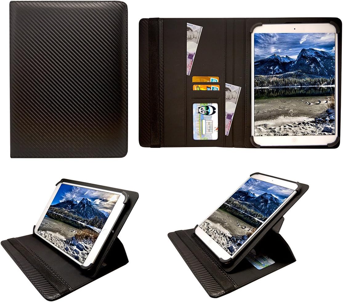 Sweet Tech Teclast T10 Tablet PC 10.1 Inch Tablet Carbon Black Universal 360 Degree Rotating PU Leather Wallet Case Cover Folio (9-10 inch)