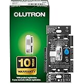 Lutron Ariadni/Toggler LED+ Dimmer Switch, Toggle Dimmer, Single Pole/3-way | For Dimmable LEDs, flicker-free dimming, broad compatibility, easy install, no neutral required, AYCL-153P-WH, White