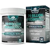 NaturaLife Labs Probiotics 70 Billion CFU – 15 Strains with Organic Prebiotic & Postbiotic – 3-in-1 Formula – 30 Vegan Capsules