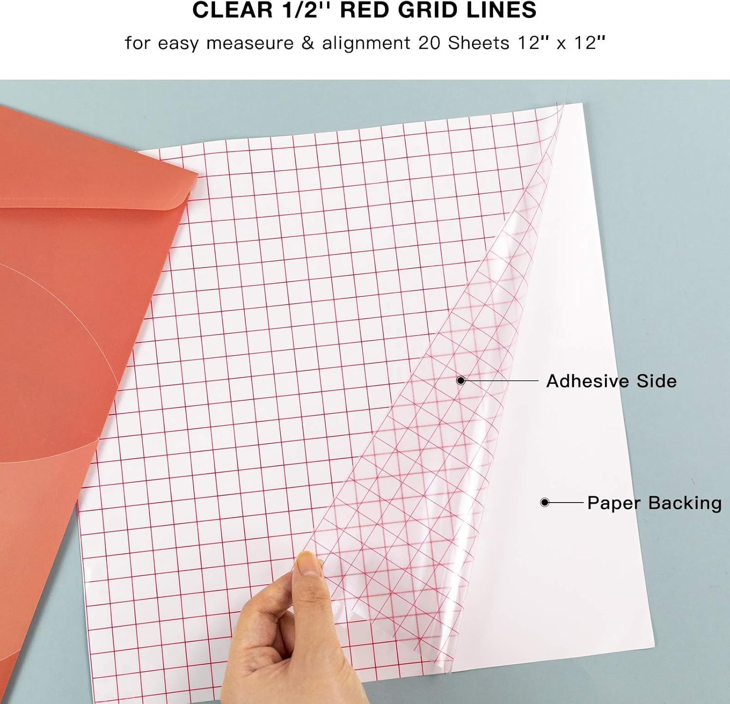 Transfer Tape for Vinyl 20 Pack 12” x 12” w/Red Alignment Grid for Cricut Silhouette Cameo Adhesive Vinyl, Medium Tack Vinyl Transfer Tape for Signs Decals Windows by JANDJPACKAGING: Arts, Crafts & Sewing