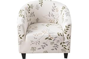 CRFATOP Soft Club Chair Slipcover Stretch Barrel Chair Covers Printed Tub Chair Slipcovers Round Couch Covers Spandex Armchair Sofa Cover Removable Furniture Protector for Living Room,C01